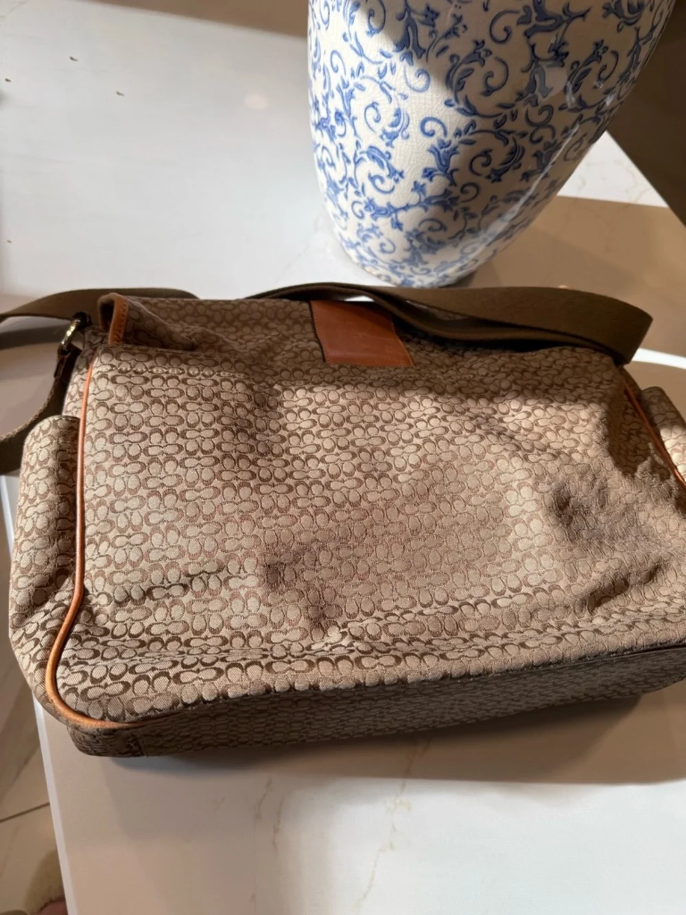 Coach Signature Canvas Messenger Bag in Brown and Tan - Picture 6 of 8